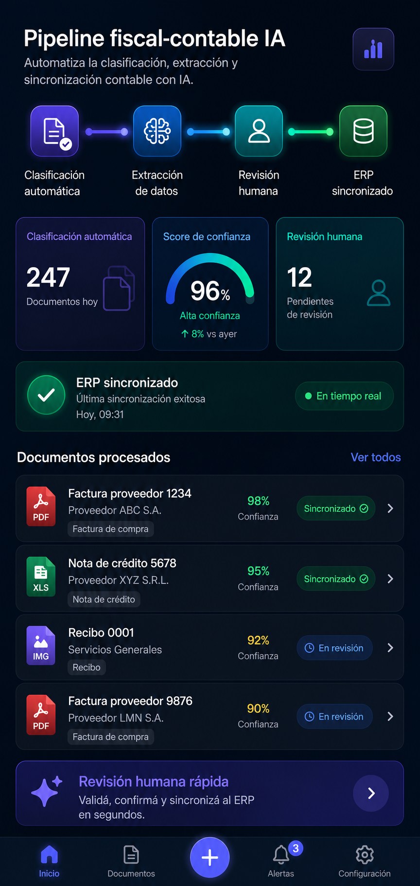 Pipeline de inteligencia artificial para clasificación de documentos fiscales y volcado a ERP
